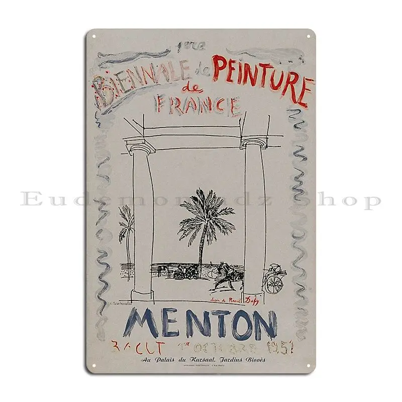 French Art Raoul Dufy C Tereshkovitch 1ere Biennale De Peinture De France Menton Metal Plaque Wall Mural Garage Tin Sign Poster