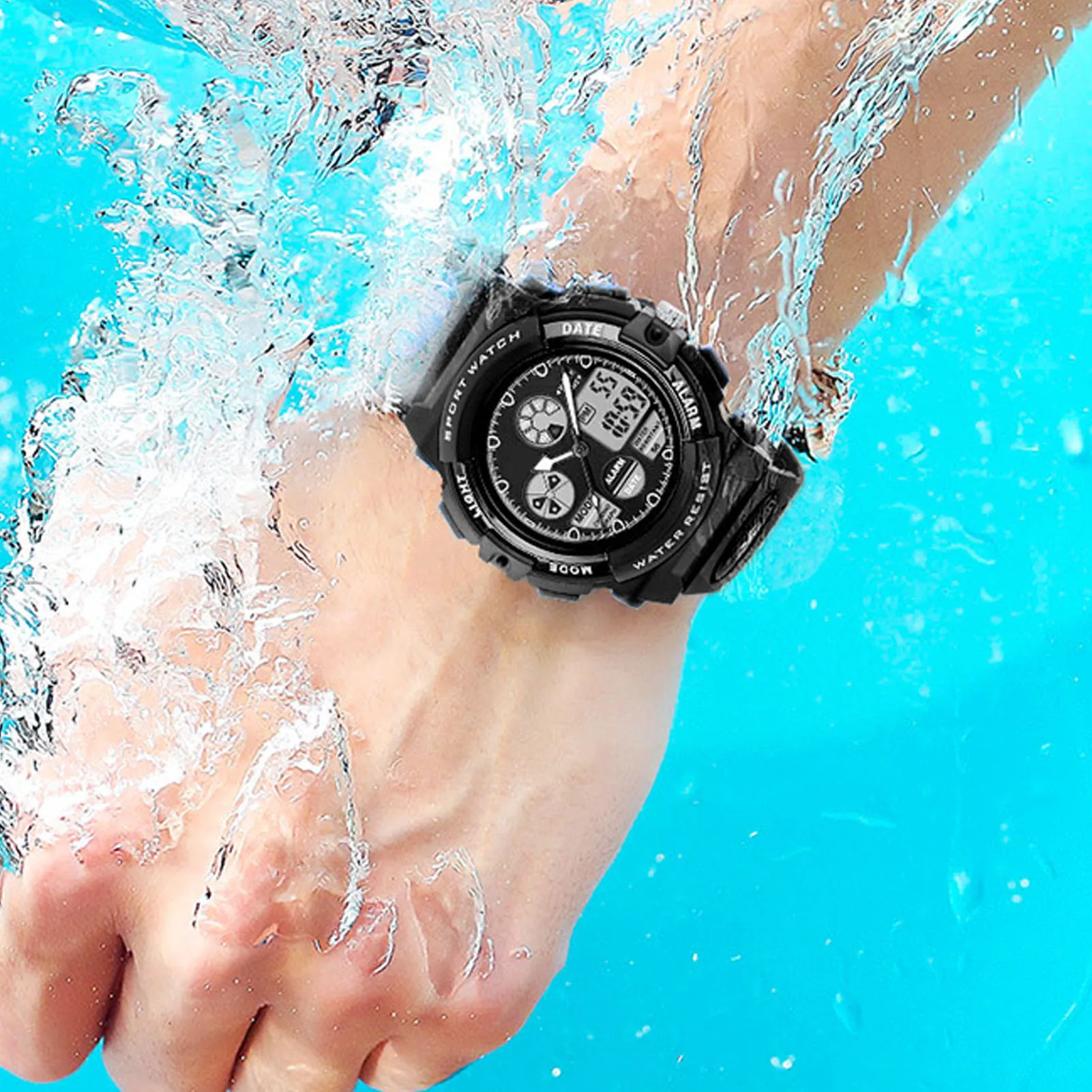 ساعة رقمية للأطفال 50 متر مقاومة للماء عرض مزدوج للأطفال ساعة يد رياضية خارجية للأطفال ساعة معصم رياضية للأطفال #2