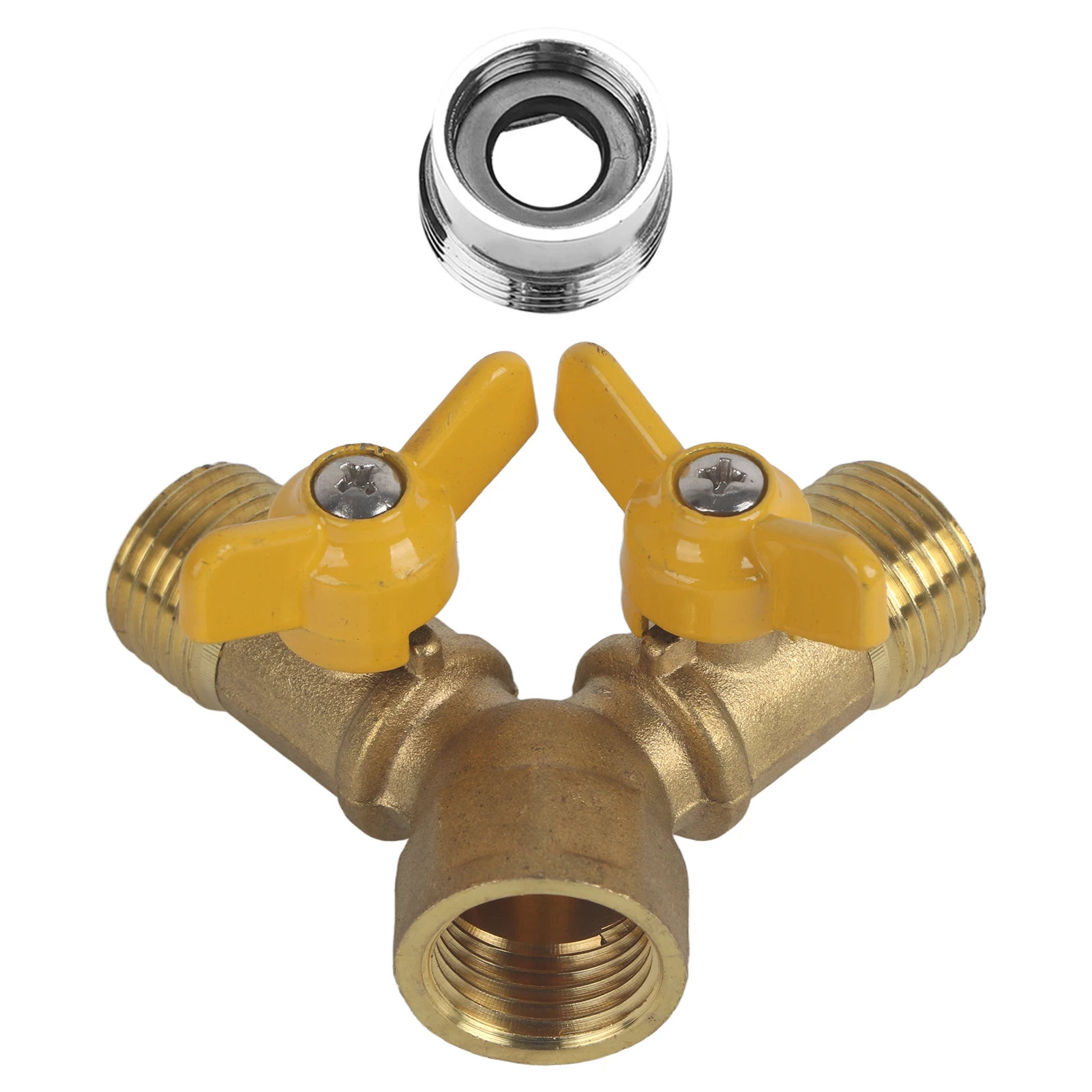 G1/2 Messing 2-weg dubbele kraanslangadapter Dubbele kraanaansluiting Tuinirrigatieaccessoires