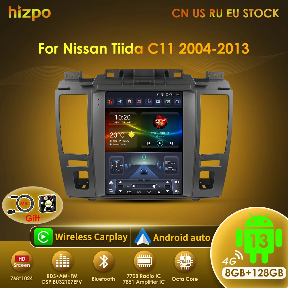 

Мультимедийный плеер Hizpo 9,7 ''для Nissan Tiida C11 2004-2013, Android 13, GPS-навигация, Тесла, стиль Carplay, стерео, Wi-Fi