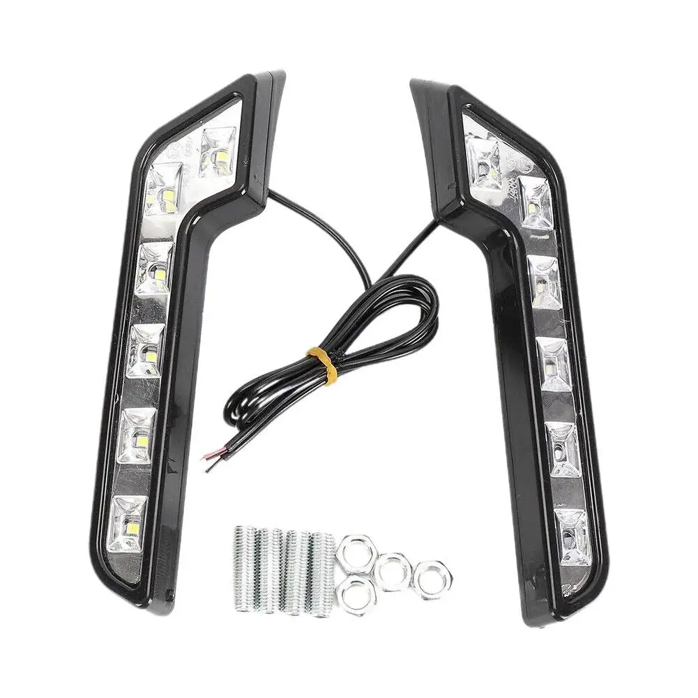 2PCS Daytime Running 12V 6 LED Lights L Shaped Driving Lamp Daytime Running Fog Light Waterproof Car LED Lamp Replacement