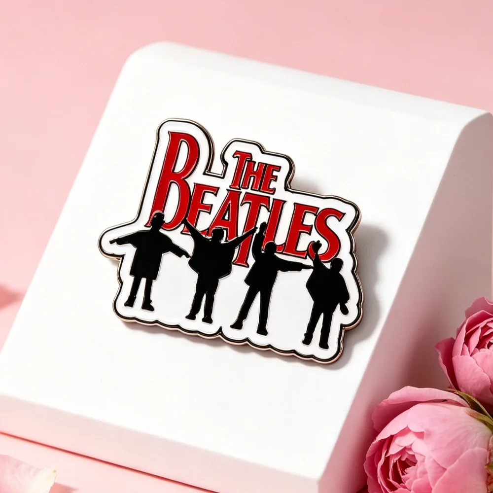 The Beatles Rock Band Emaille-Pin Klassische Band-Silhouette Anstecknadel für Jacke Rucksack Musik-Fan Schmuck Geschenk – Detail 2