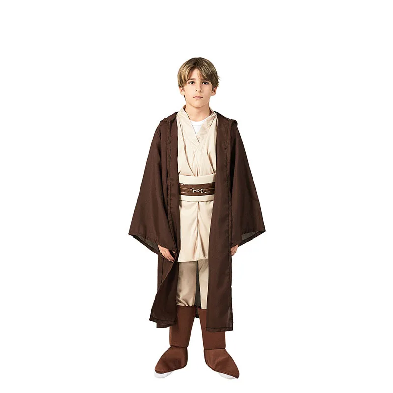 Klassisches Jedi-Charakter-Cosplay-Kostüm für Kinder für Halloween, Bühnenaufführung, hochwertiges Polyester-Outfit
