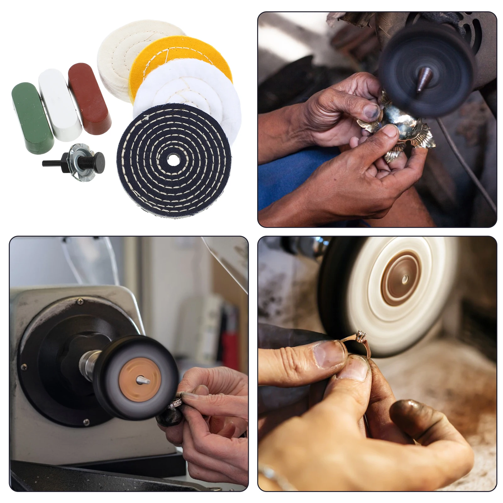 

4 Inch Cloth Wheel Set Polishing Tools Disc Flannelette Bench Buffing Polisher Lightweight Comfortable Easy Operation Versatile