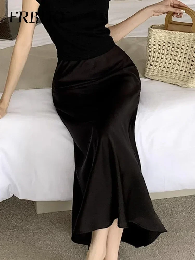 Autumn New Fashion Half-body Skirt Pure Color Package Hip Fishtail Long Skirt High Waist Draping Half-body Skirt Office Lady