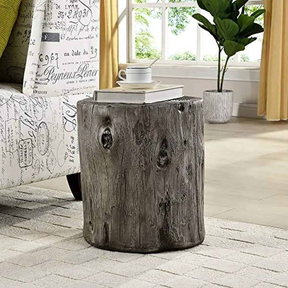 

American Crafted Weathered Gray Arbor Log Table Farmhouse Rustic Home Office Decor 15 x 14 x 17 Round Tree Log-Inspired Accent