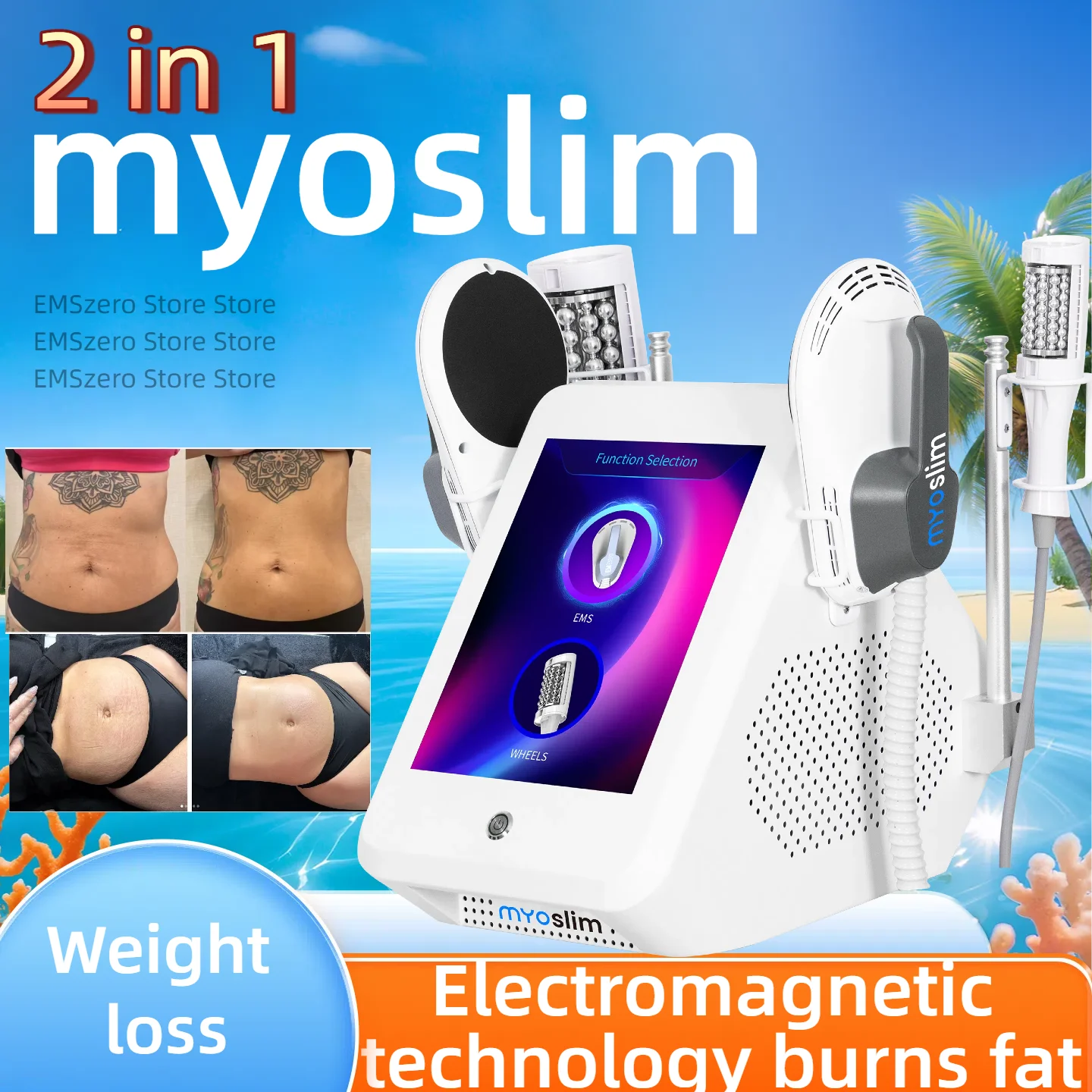 

Аппарат для коррекции фигуры EMS, стимуляция мышц, удаление жира, высокочастотный RF, портативный, для домашнего использования, для похудения