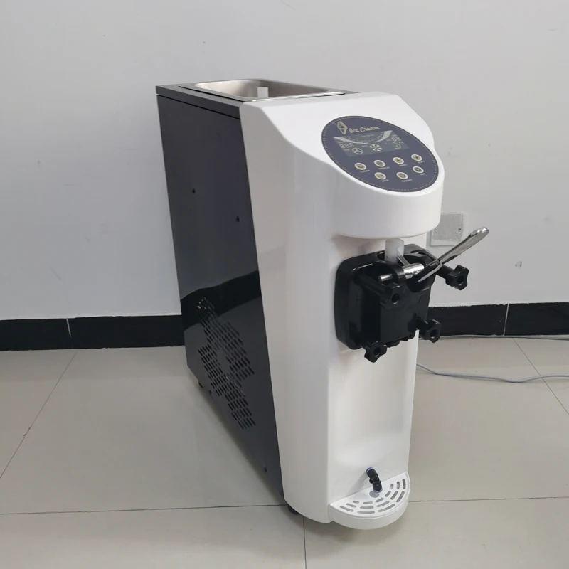 

Commercial Ice Cream Maker,16L/H Yield, 1000W Countertop Soft Serve Machine With 3L Hopper