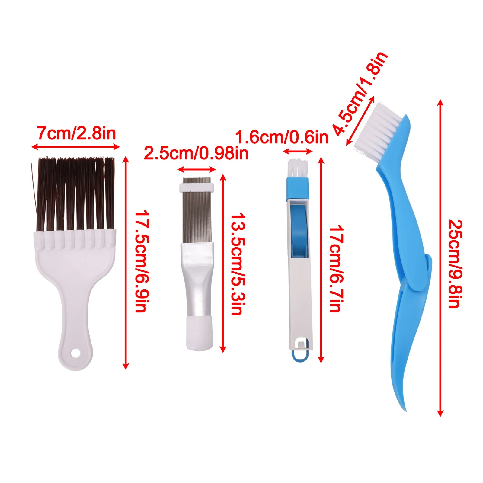 User Friendly 5 Piece Brush Set for Effective For Cleaning of Air Conditioners and Refrigerators in Tight Spaces