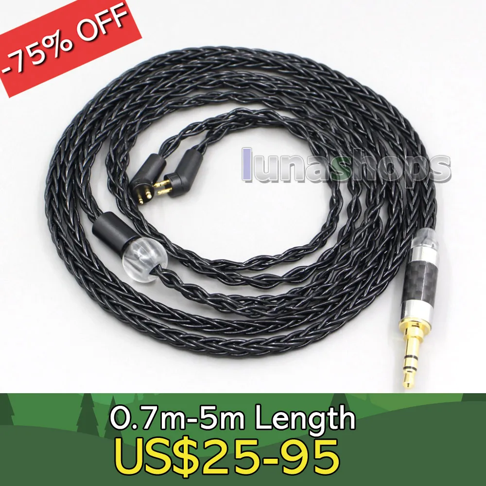 

2.5mm 4.4mm XLR 8 Core Silver Plated Black Earphone Cable For Etymotic ER4B ER4PT ER4S ER6I ER4 2pin LN006578