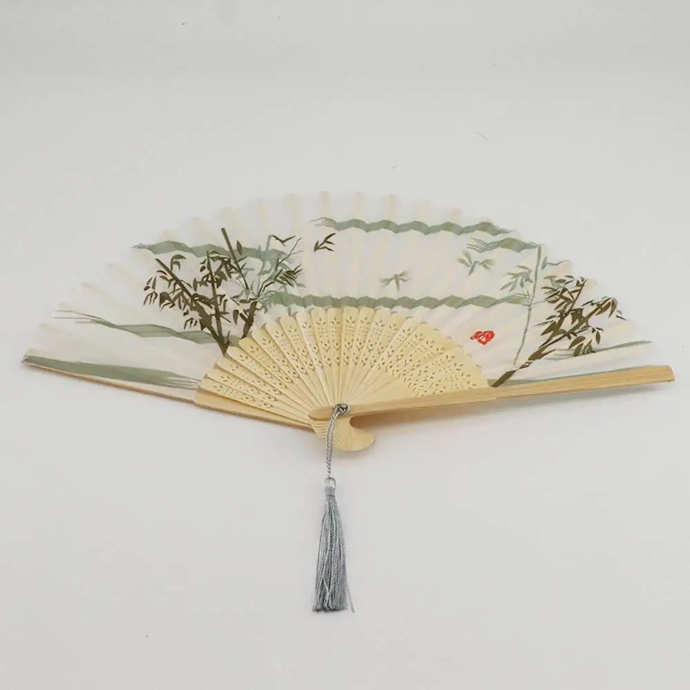 Party Folding Silk Art Craft Bamboo Japanese Pattern Photo Prop Tool Dance Hand Held Silk Fan Folding Fan Hand Held Flower Fan