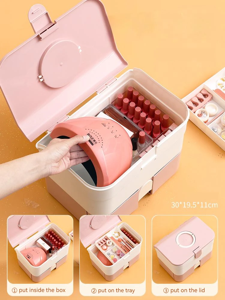 2024 New Large Capacity Manicure Organizer Nail Gel Polish Storage Box for Nails Art Supplies Container Professional Nail Tools