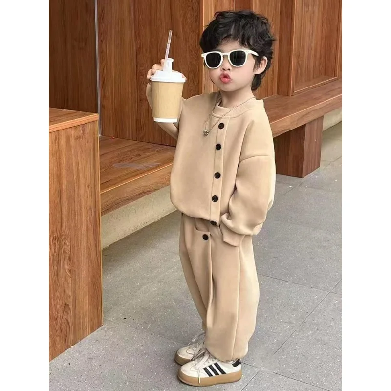 

Children's Spor Faionable Set Boys Spring Autumn Clothes 2026 New Sle Korean Version Cool Baby Clothes Cotton Blend Fabric