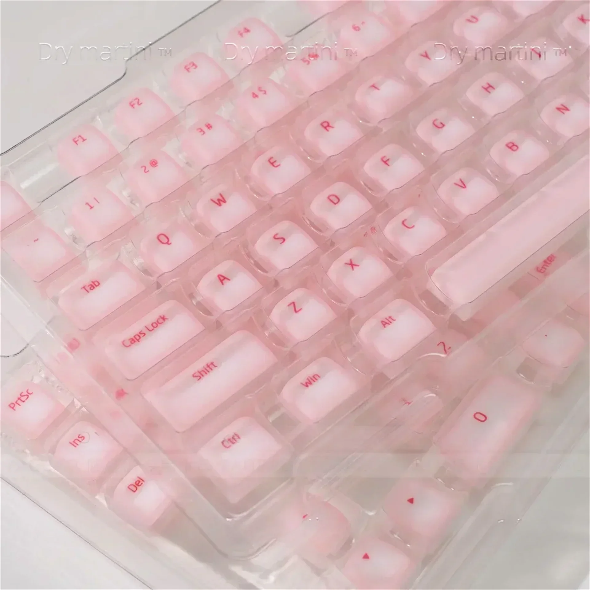 Soft Silicone Cherry Keycap Set ABS 113 Keys Maiden Pink Double Layer for MX Switch 60/84/90/104/108 Mechanical Keyboards