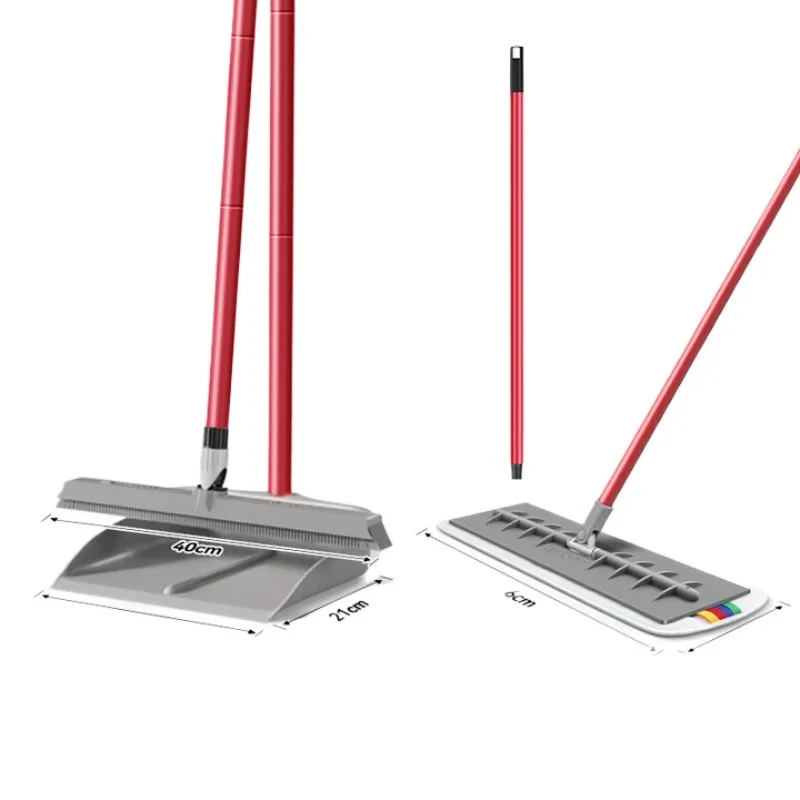 

broom mop three-piece set silicone flat dustpan set household wiping artifact