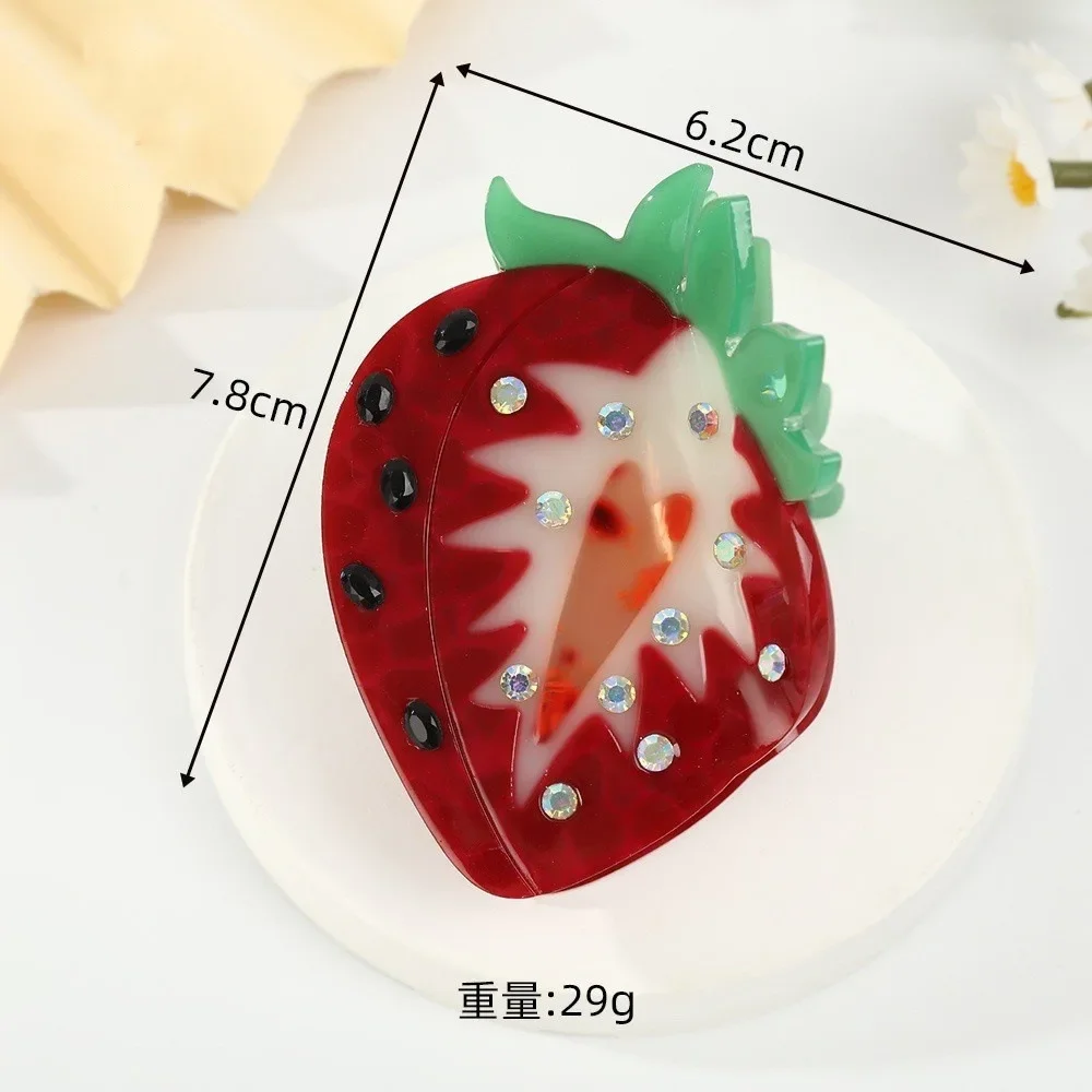 جديد الصيف الفاكهة سلسلة خلات مشبك شعر حجر الراين الفراولة المانجو مخلب كليب كراب مقاطع الشعر للنساء الفتيات إكسسوارات الشعر