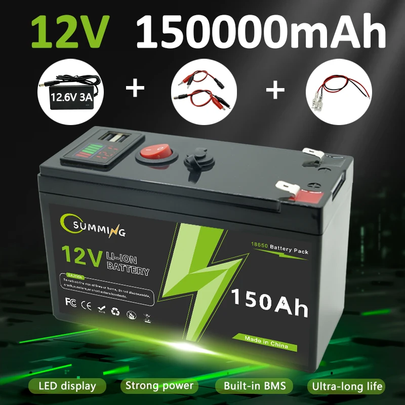 

LiFePO4 12V 150Ah Rechargeable Lithium Battery,Built-in BMS,Perfect for Ride on Toys,solar panels,Fish Finders,Power Wheels