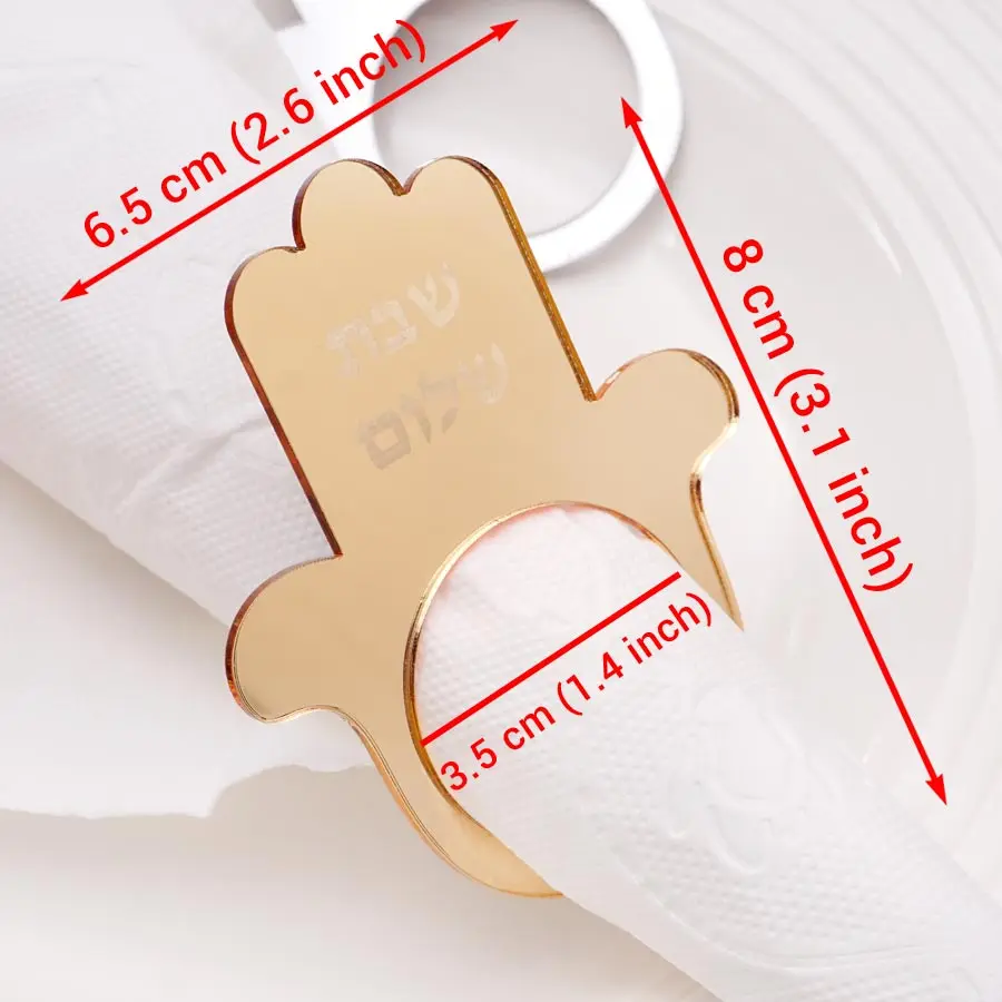 12pcs Acrylic Hamsa Hand Shabbat Napkin Ring - Jewish Decorative Napkin Holder for Table Shalom Theme view 4
