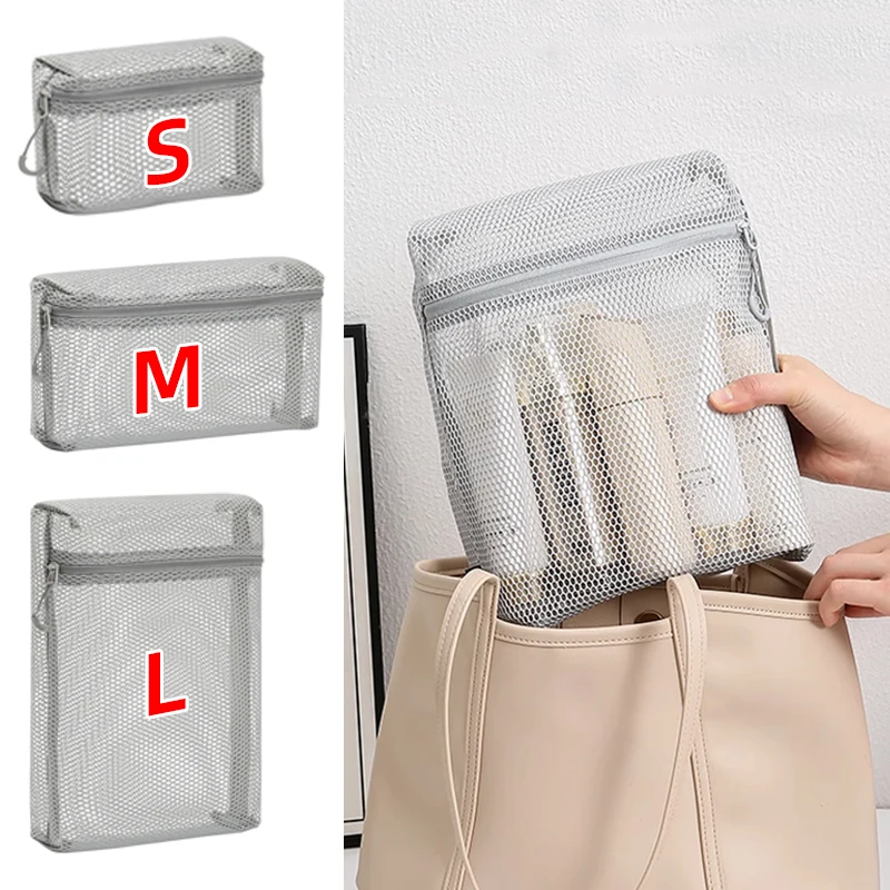 

Travel Mesh Clear Cosmetic Bags Small Large Makeup Bag Portable Toiletry Organizer Case Fashion Make Up Storage Pouch Square