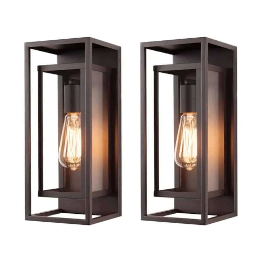 

Классический уличный настенный светильник в прямоугольном металлическом корпусе с прозрачным стеклянным плафоном, водонепроницаемый светильник для крыльца и патио, комплект из O штук.