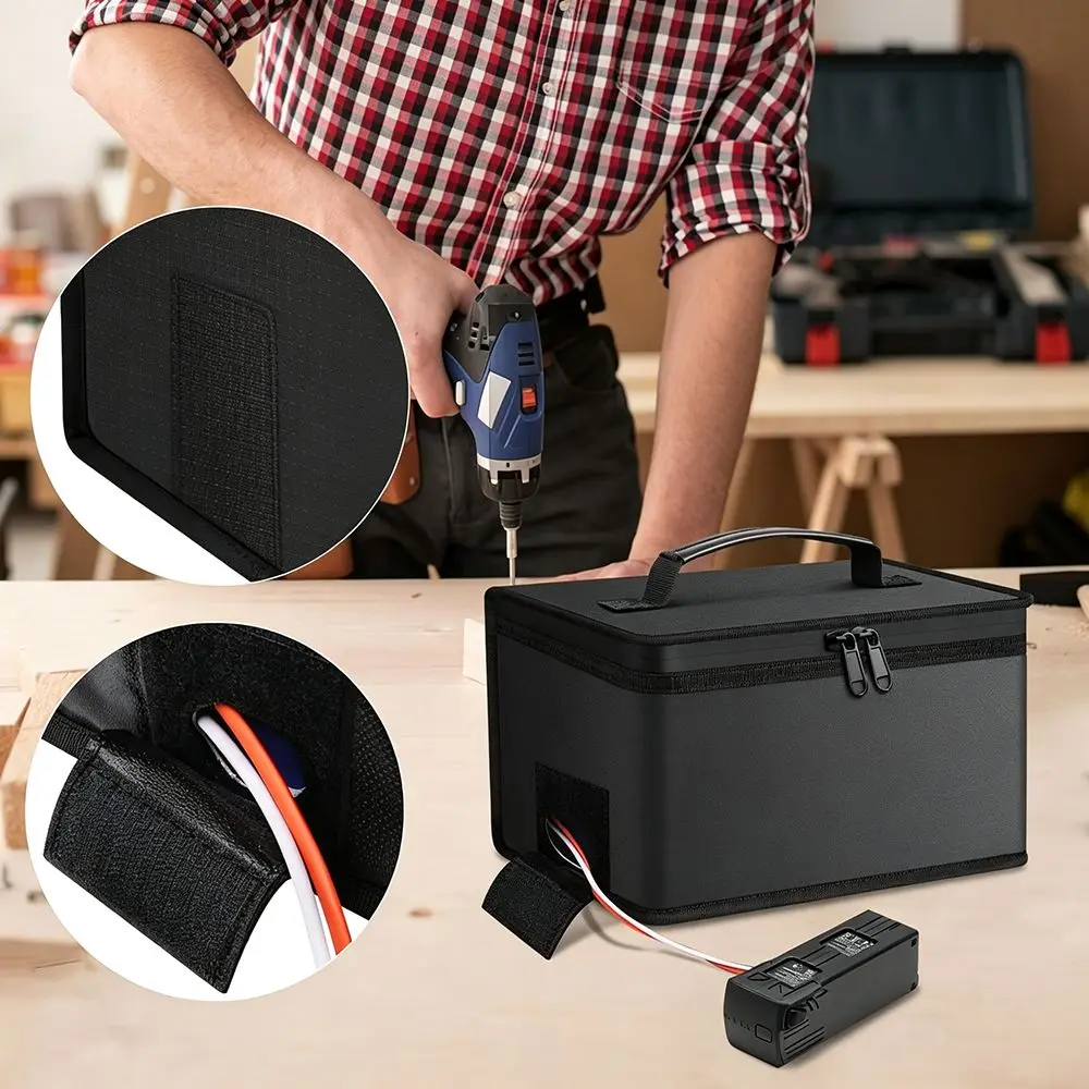 Portable Folding Lipo Safety Bag Waterproof Explosion-Proof Battery Safe Guard Pouch Top Handle Double Zipper