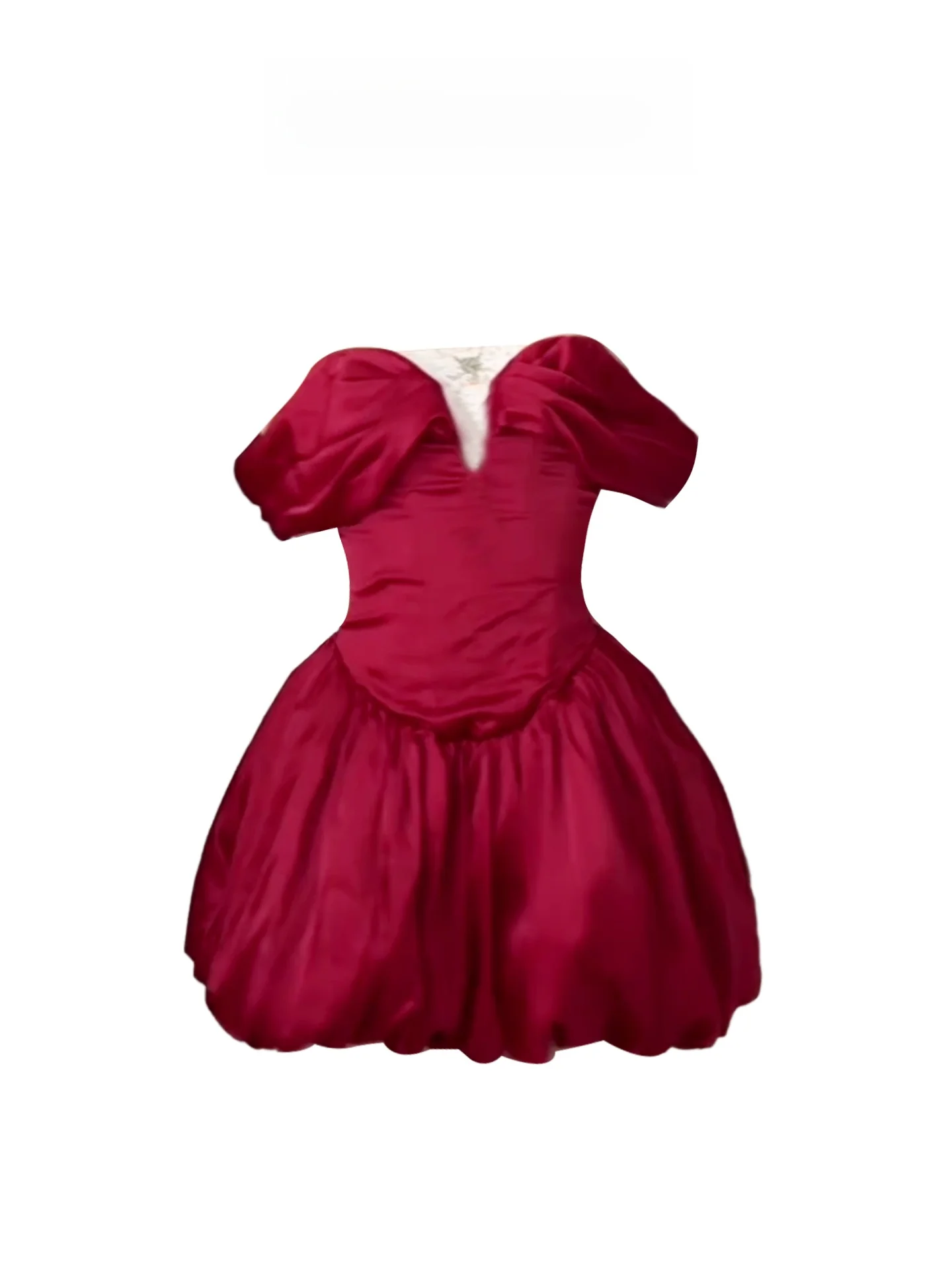 

HEZA красная ретро-труба на одно плечо Dr, женская летняя юбка трапециевидной формы с высокой талией Ele Lady's Dr, большие размеры, корейский Sle