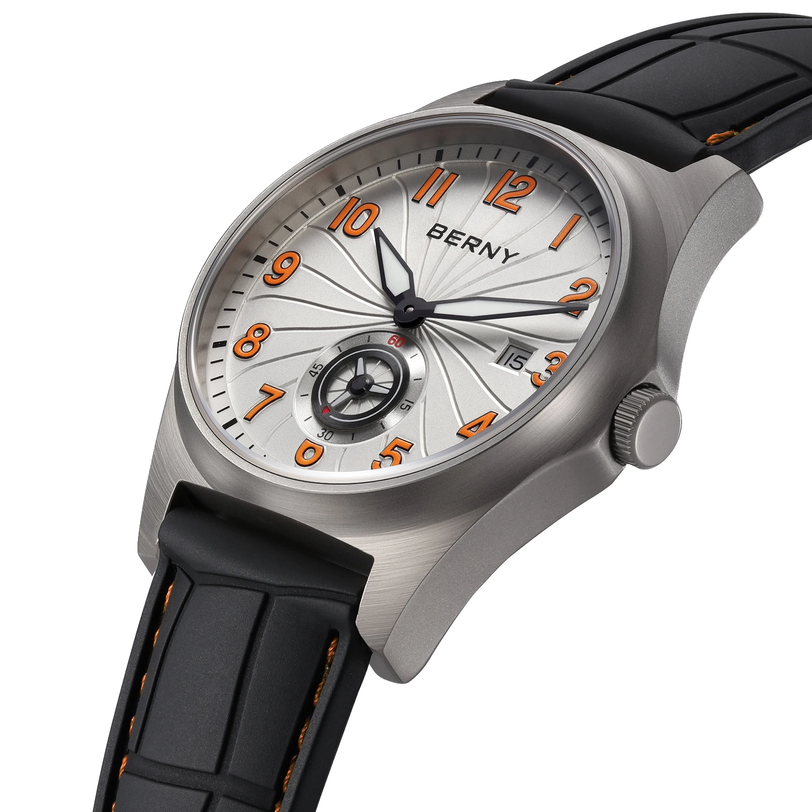 BERNY  Automatic Titanium Men's Watch 10ATM Waterproof Sapphire AR Coated ST1731 Super Luminous Fluororubber Sports Men Watches