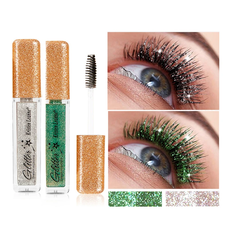 Máscara de pestañas con brillo, 7 colores, secado rápido, larga duración, resistente al agua, rizado, pestañas gruesas y brillantes, máscara de diamante Sexy a la moda para maquillaje