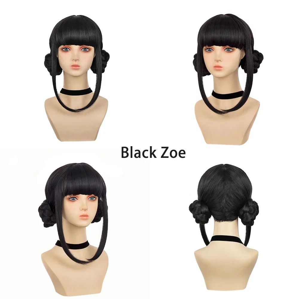 أنيمي Kpop شيطان الصيادين زوي كوسبلاي شعر صناعي أسود أرجواني داكن للهالوين وحفلات عيد الميلاد اليومية شعر مستعار عالي الجودة #2