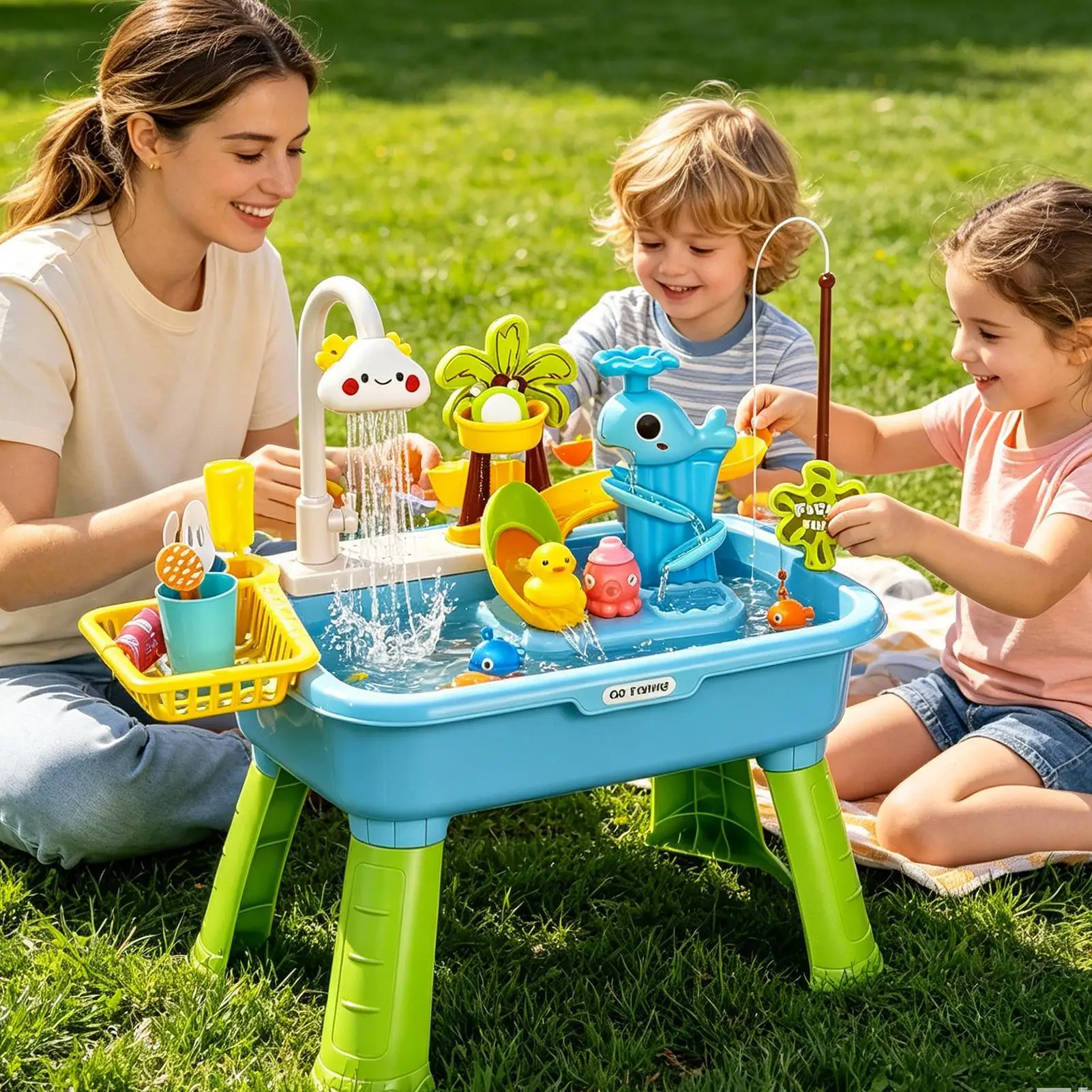 Play Sink Battery Powered Funny Faucet Water Table Electric Educational Play Toys for Boys Girls Home Backyard Daycare Nursery