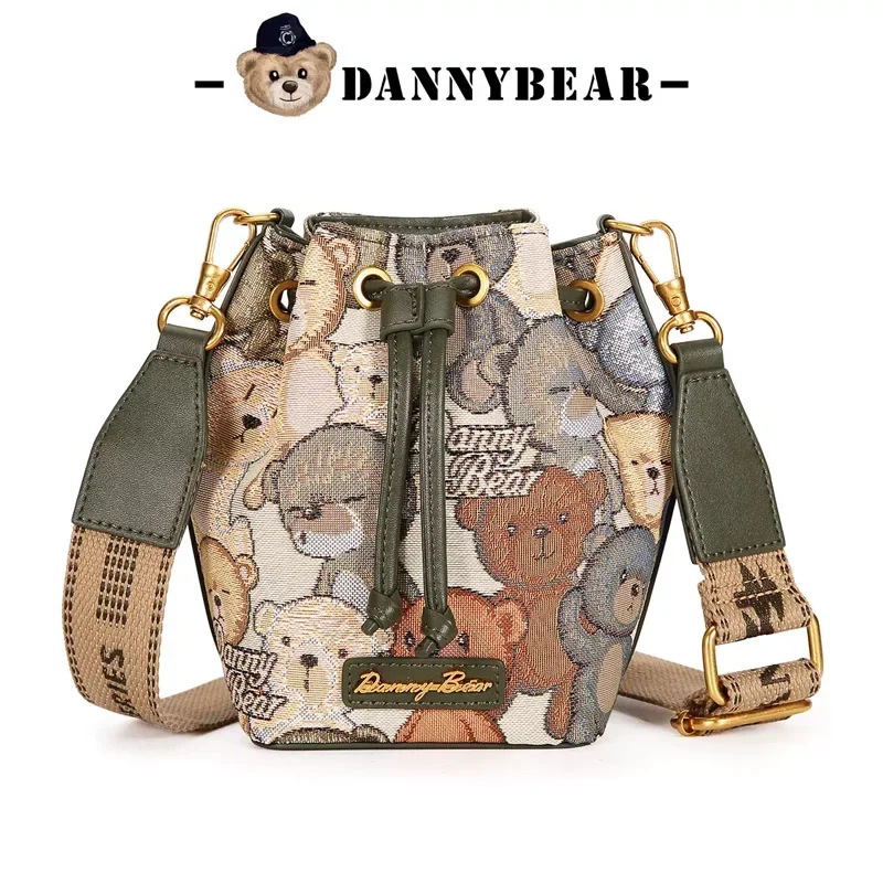 Danny Bear Green Elf Bear Series 17x12cm Slung Bucket Bag Fashion Retro Is Convenient For Commuting Lovely Girl Gift