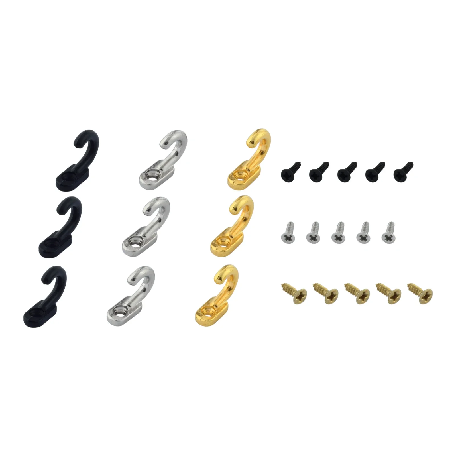 10pcs Small Hooks w/screws Alloy Wall Hangers 17mm/0.67in Vintage Black Silver Gold Kitchen Bathroom Key Towel Hat Coat Bag Mask