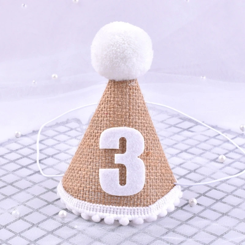 Accessoires de photographie pour nouveau-nés, couronne de bébé, chapeau d\'anniversaire, mini chapeau en lin, premier anniversaire pour 1-3 ans, 100