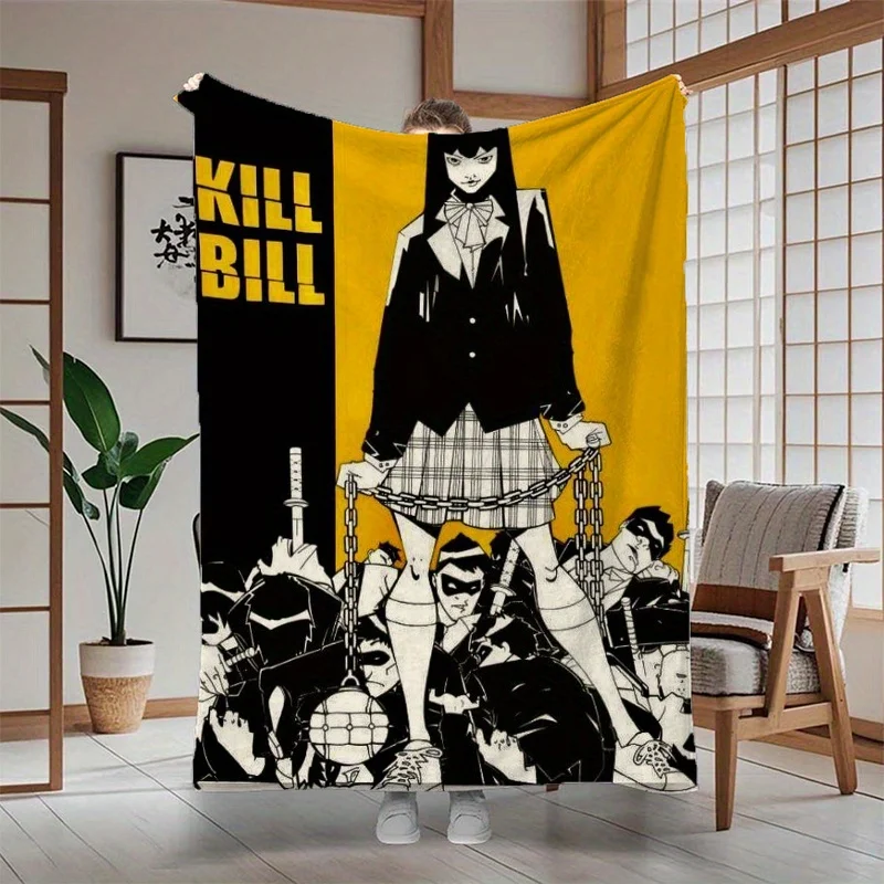 BILL REVENGE themed yellow and black poster print flannel blanket-perfect gift for family gatherings