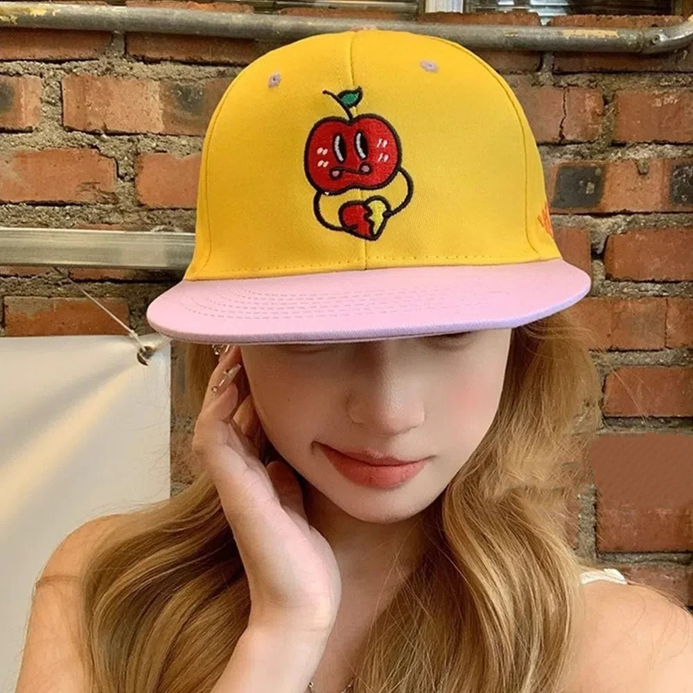 

Casual Cute Baseball Caps Unisex Embroidery Peaked Caps Cartoon Flat Brimmed Hip-hop Hat Boys Girls