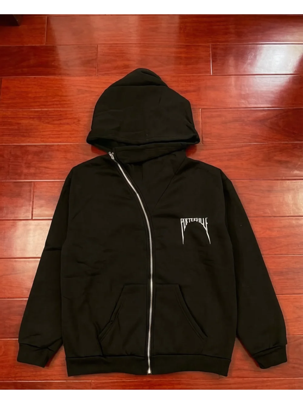 

2026 autumn/winter new niche zipper design letter print solid color hoodie casual simple punk street trend versatile unisex ins