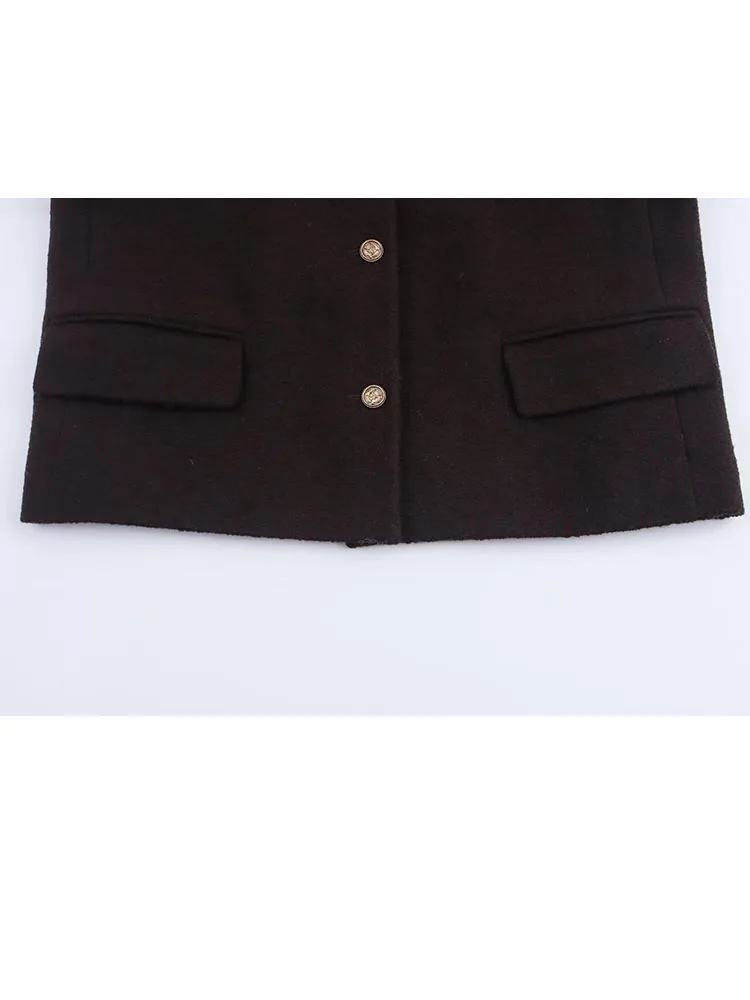 HH المرأة الخريف موضة ريترو الجولة الرقبة قصيرة سترة صوفية الإناث الركاب تنوعا عبق نسيم معطف غير رسمي Mujer #3