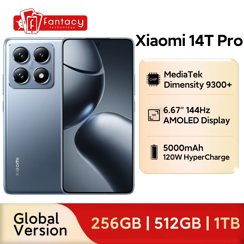 ใหม่ Xiaomi 14T Pro 5G Global Version 50MP Leica กล้อง MediaTek ขนาด 9300 + 6.67 ''144Hz AMOLED 120W HyperCharge Mi 14T Pro