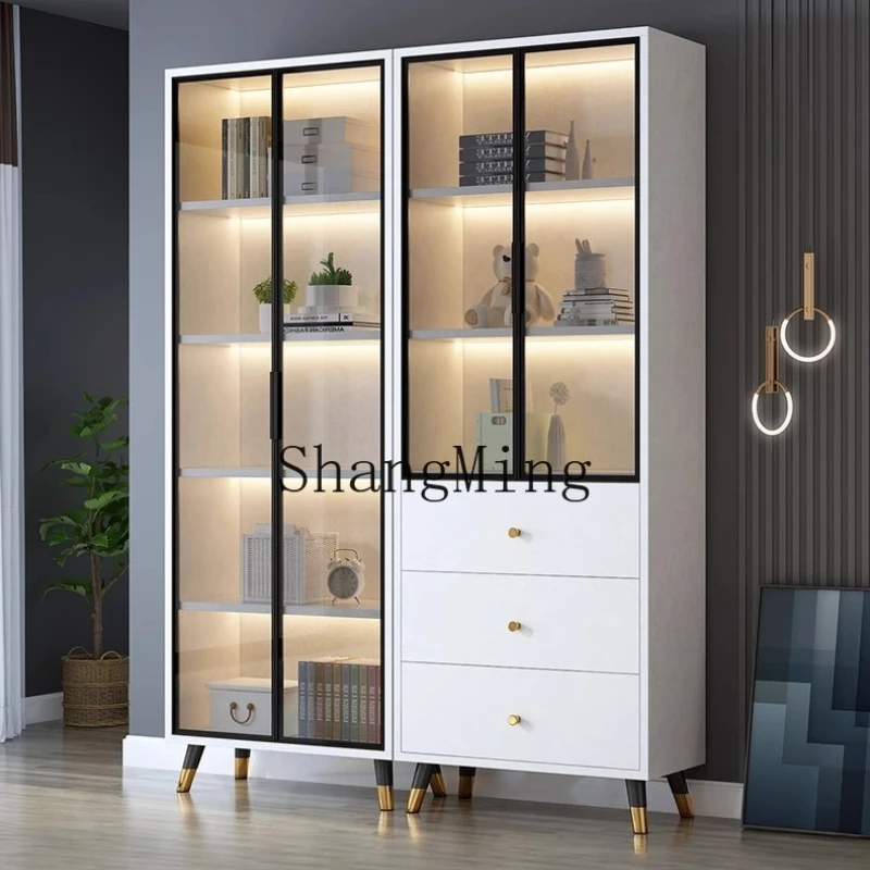 FG good-looking  light luxury solid wood bookcase simple modern locker study floor bookshelf