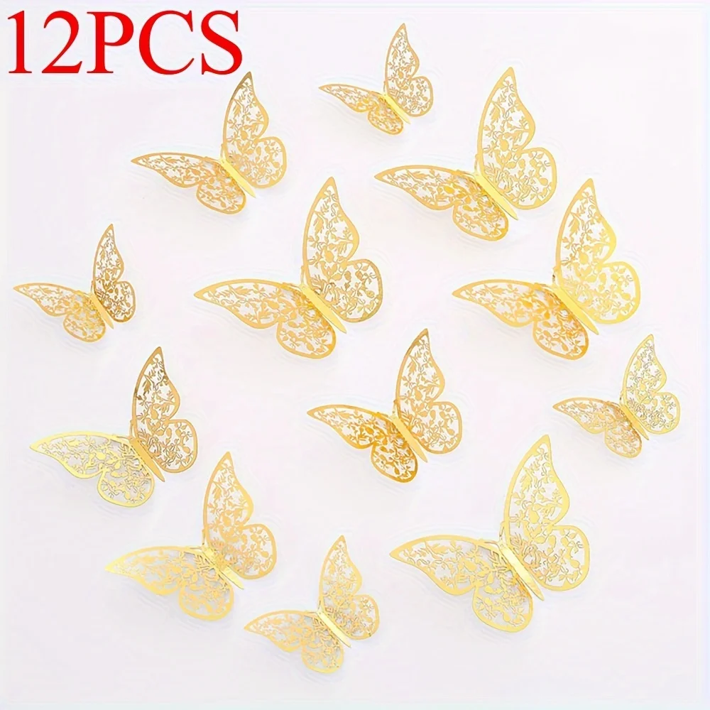 12pcs Mode 3d hohlen Schmetterling kreative Wanda uf kleber für DIY Wanda uf kleber moderne Wand kunst Haupt dekorationen DIY Geschenk