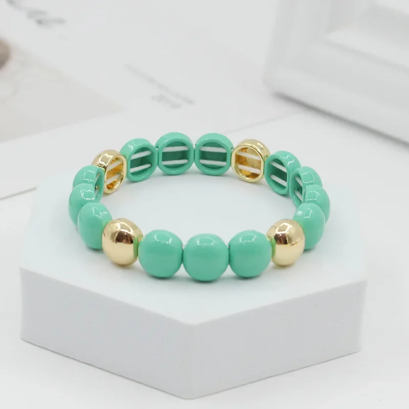

Bohemian Ins Fashion Popular Enamel Rainbow Women's Bracelet Hawaii DIY Chocolate Stretch Bracelet Luxury Bracelet Jewelry