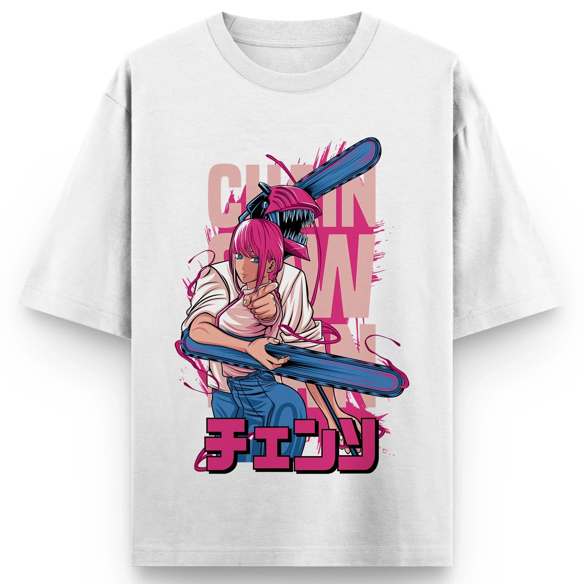 Kaos Katun Cetak Grafis Anime Chainsaw Man untuk Pria 2025 Musim Panas Kasual Lengan Pendek Streetwear T-shirt Pakaian Pria