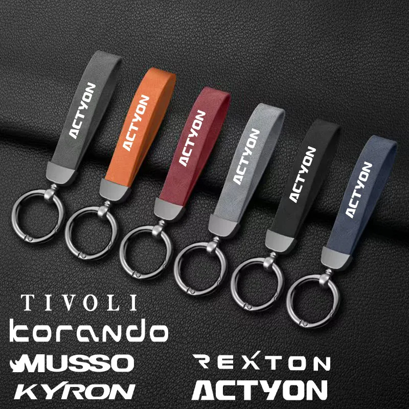 

Car 360 Degree Rotating Horseshoe Zinc Leather Keychain For Ssangyong Korando Kyron Musso Rexton Tivoli Actyon Car Accessories