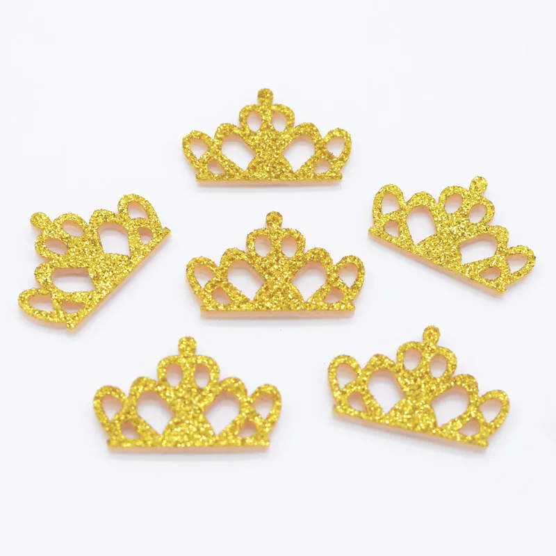40Pcs Glitter Felt Padded Applique Crown Fabric Patches for Craft Clothes Wedding DIY Clips Bow Scrapbooking Accessories