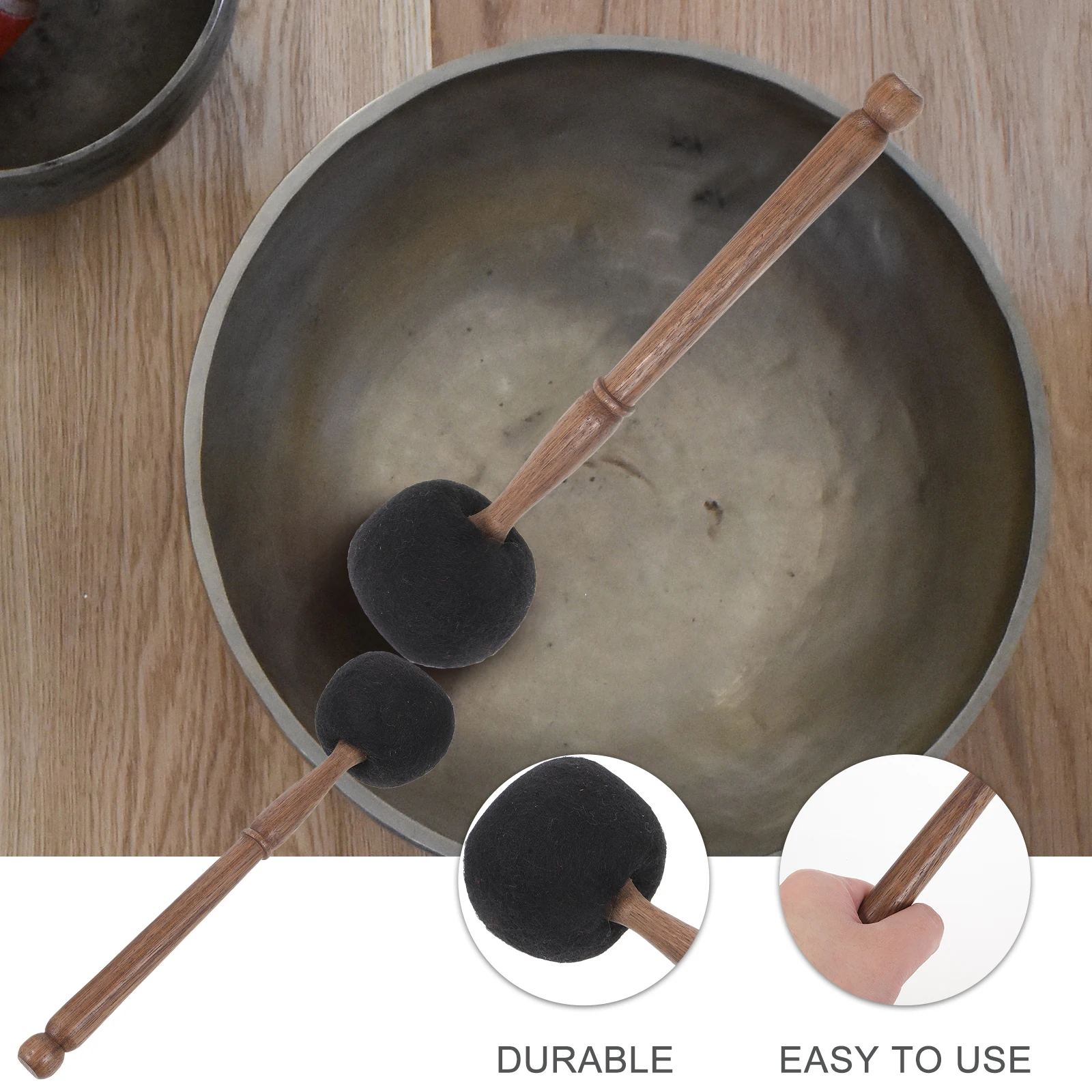 

Wool Felt Bowl Hammer Singing Mallet Black Medium Size Tibetan Sound Striker Musical Bowls Handmade Nepalese Wool Felt Accessory