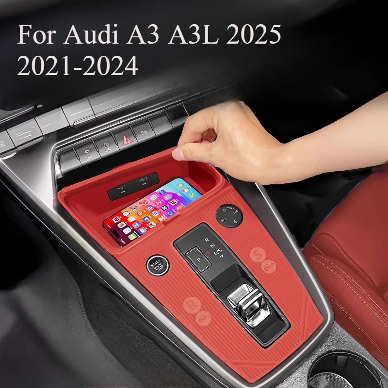 

Для Audi A3 A3L 2025 2021-2024 крышка центральной консоли и защитная панель переключения передач, пылезащитный силиконовый коврик с защитой от царапин