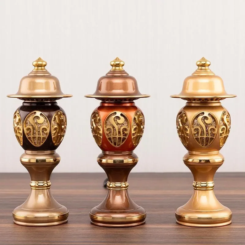 Brass LED Lotus Lamp Electronic Candle Light for Buddha Guanyin Wealth God Home Decor Religious Prayer Night Light Fixture