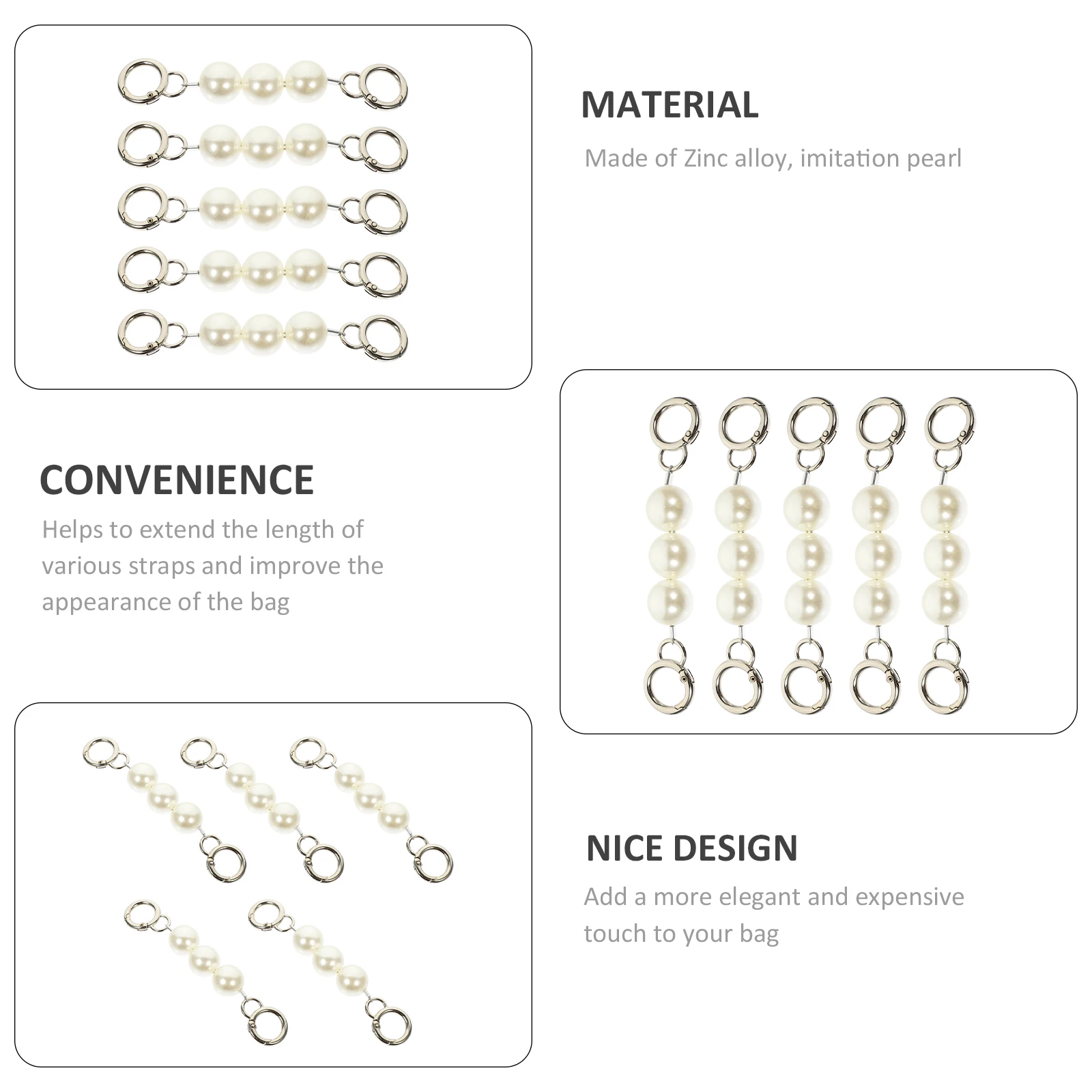 

5Pcs Bag Chain Premium Replacement Chains Handbag Strap Accessories Extender Decoration for DIY Pearl Crossbody Bags