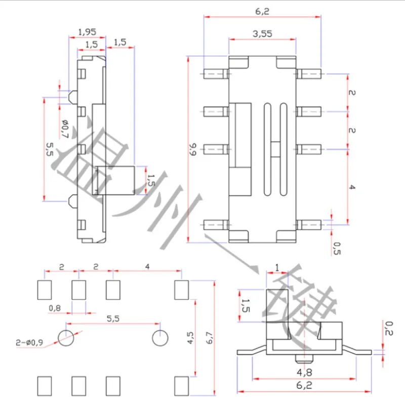 100PCS MST-23C02 MINI slide switch 2P3T SMT SMD 8 pin 3 position mini toggle switches micro slide switches with spot image 5