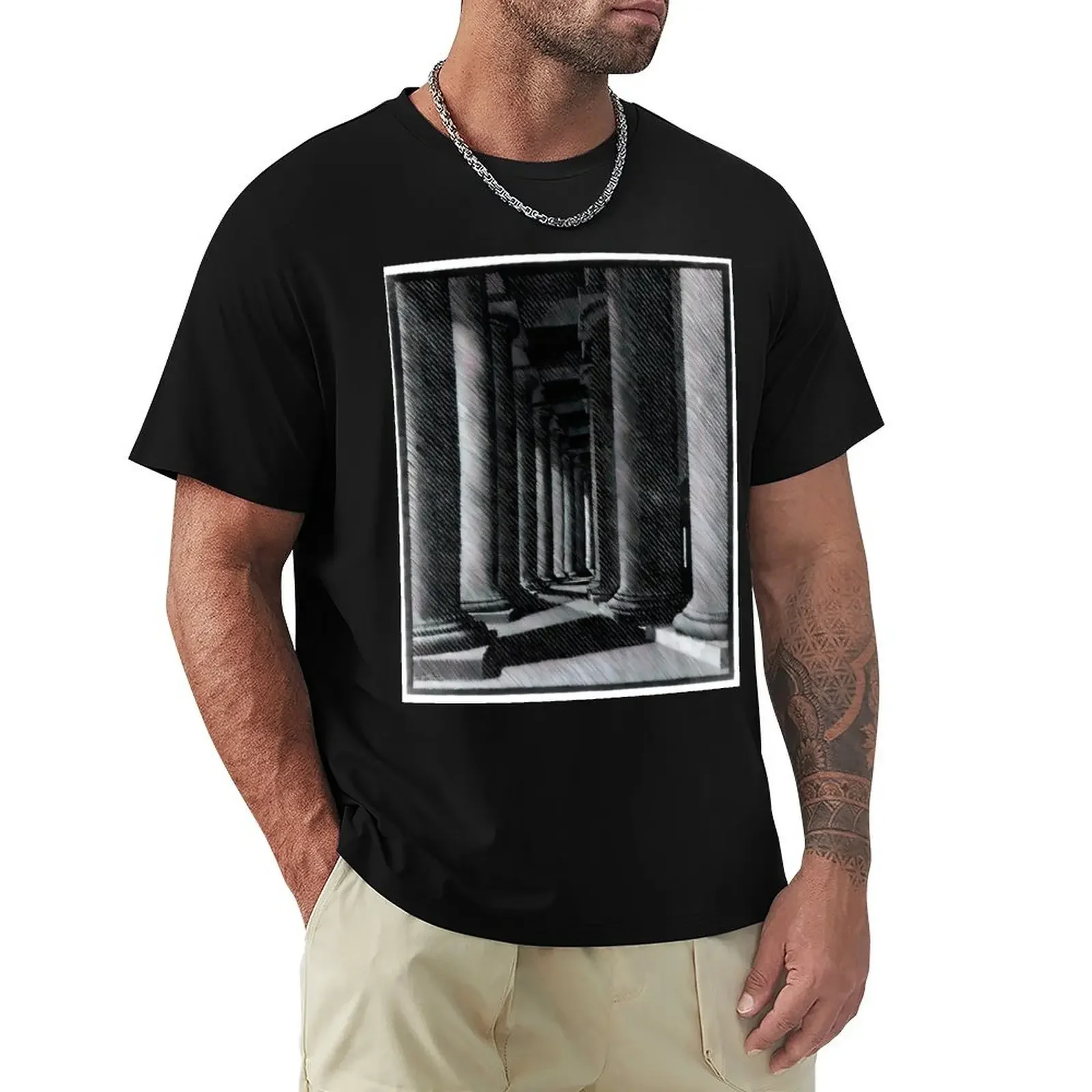 

Nocturnal Rome, Colonade of St. Peter's - 1934 By MC Escher T-shirt tops Blouse T-shirt men